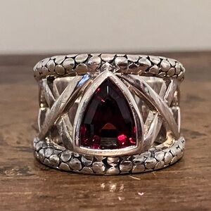Michael Dawkins Sterling Silver Garnet Ring